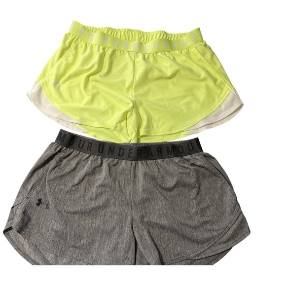 2 Pairs Under Armour Womens HeatGear Loose Fit Shorts Large Athletic Exercise - Picture 1 of 15